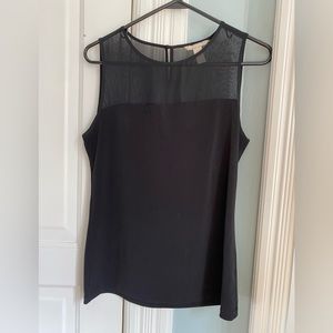 Black sleeveless Banana Repulic blouse with sheer top, medium